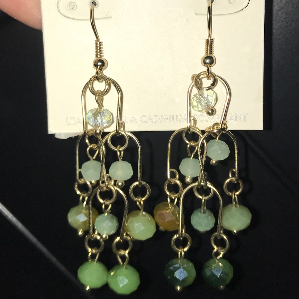 Gold and Green Earrings Never Worn